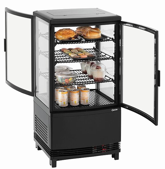 Bartscher Mini-Kühlvitrine 64L2T schwarz Bartscher Mini-Kühlvitrine 64L2T schwarz