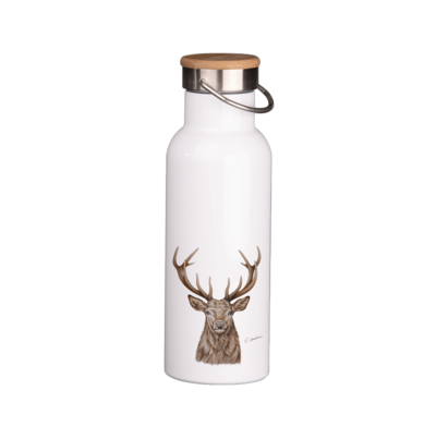 Edelstahlflasche mit Bambusverschluss - Hirsch