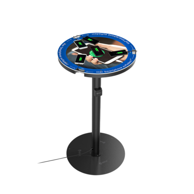 Bar table CHAT LIGHT with cables for smartphone charging and wireless charging