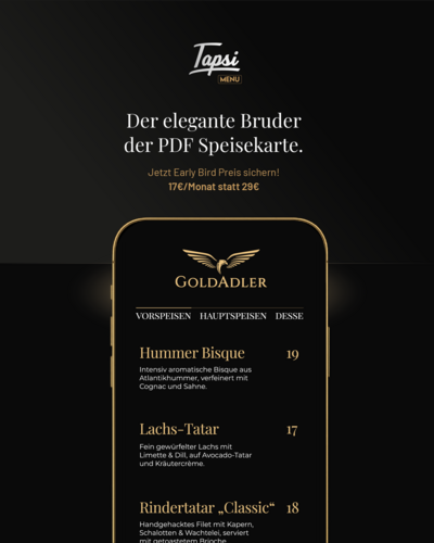 Tapsi Menu - Hochwertige digitale Speisekarten